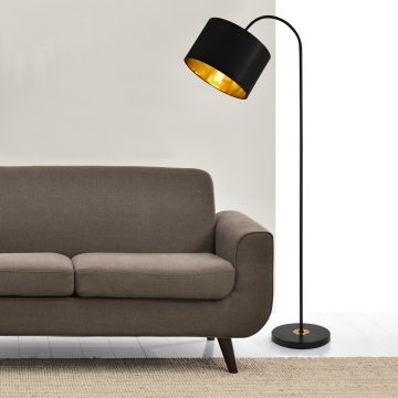 Állólámpa Toledo hajlítható/dönthető padlólámpa 173 cm E27 fém/textil fekete [lux.pro]®  