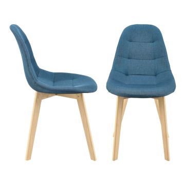Étkezőszék szett Kopparberg párnázott ülőfelület 86 x 53 x 47 cm 100% poliészter/bükkfa kék [en.casa] 