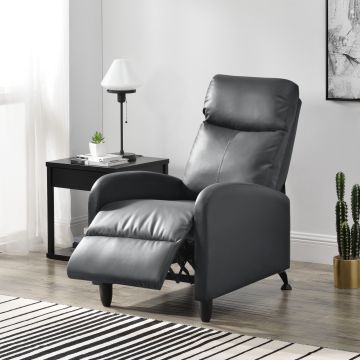 Relax fotel TV fotel kárpitozott fotel dönthető háttámlával fekvőfotel műbőr szürke [en.casa]® 