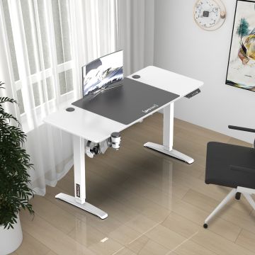 Íróasztal Állítható magasságú Salinas 140 x 60 x 73-118 cm fehér/fekete [pro.tec] 