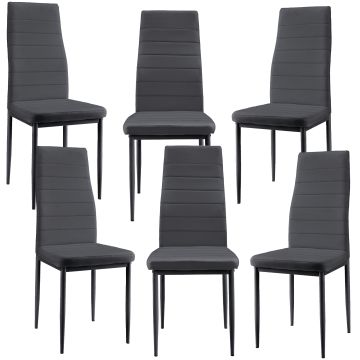 [en.casa]® Étkezőszék párnázott műbőr szék Graz 6 darabos szett 96 x 43 cm sötétszürke