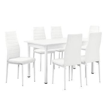 Étkezőgarnitúra 6 székkel Turku fehér [en.casa]