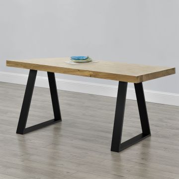 [en.casa]® Asztalláb 2-es szettben, korlattal,Fekete,70x10x72 cm