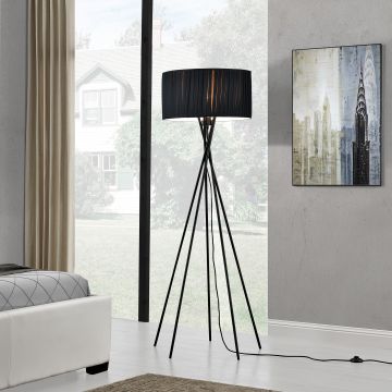 Állólámpa Black Mikado nappali megvilágítás design lámpa 155 x ø 48 cm fekete [lux.pro]® 