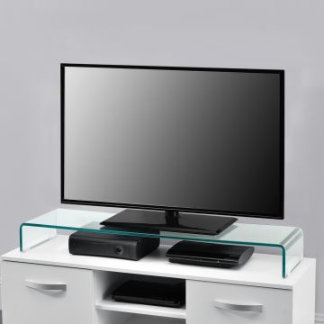 Monitor alátét monitortartó állvány üveg fekete/átlátszó több méretben [en.casa]