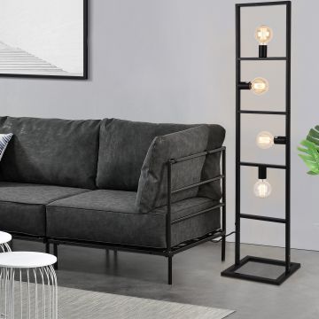  Állólámpa Plauen nappali megvilágítás lámpa design 4 foglalat 142.5 x 31 cm fekete [lux.pro]®