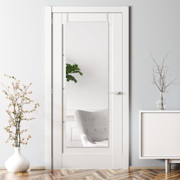 Fali tükör ajtóra akasztható tükör Lesina  műanyag fehér [en.casa]