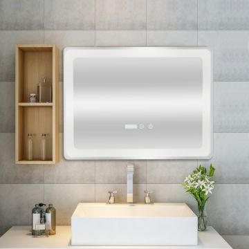 LED-es fürdőszobai tükör Casoli ezüst kerettel több méretben [pro.tec]