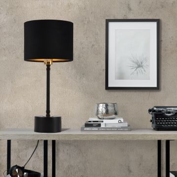 [lux.pro]® Asztali lámpa Deventer éjjeli lámpa design 39cm x ø18 cm fekete búra