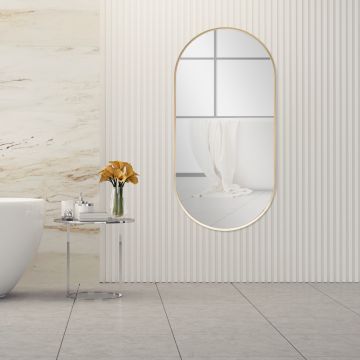 Fürdőszobai fali tükör Corato 40x80 cm alumínium arany [en.casa]