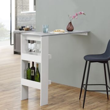 Stílusos bárasztal Bromölla falhoz szerelhető fehér/beton hatású [en.casa]  
