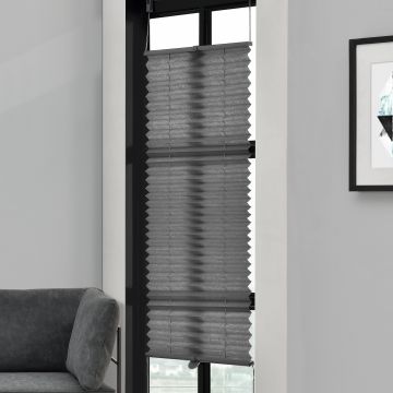 Harmónikaroló / Pliszé függöny - 40 x 100 cm - szürke - nap-és fényvédelem - sötétítő - fúrás nélkül