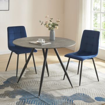 Étkezőasztal Fitjar 4 személyes Ø100 cm beton-hatású [en.casa]