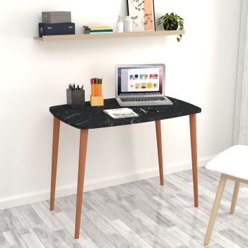 Íróasztal Kongsberg 70 x 90 x 60 cm fekete márványhatású natúr [en.casa] 