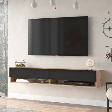 TV-állvány Laitila 180 x 31,5 x 29,5 cm tölgy/fekete [en.casa]
