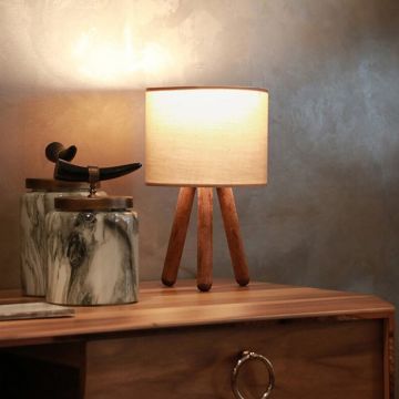 Asztali lámpa Preston fa 1xE27 Homokszínű [lux.pro]