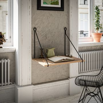 Fali íróasztal Andøy 70x54x50 cm fekete/fa-hatású [en.casa]