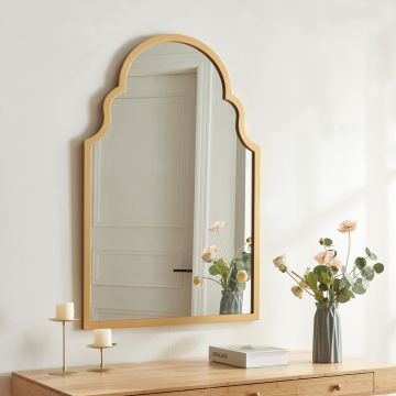 Fali tükör Hämeenkyrö 90x60 cm aranyszínű [en.casa]