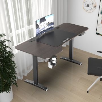 Állítható magasságú asztal 73 - 118 cm Oxnard diófa-optika/fekete [pro.tec]