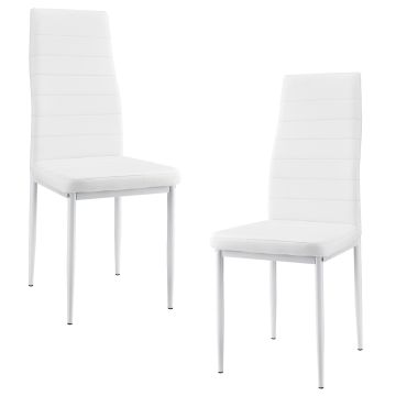 [en.casa]® Étkezőszék szett párnázott műbőr szék Graz 2 darabos szett 96 x 43 cm fehér