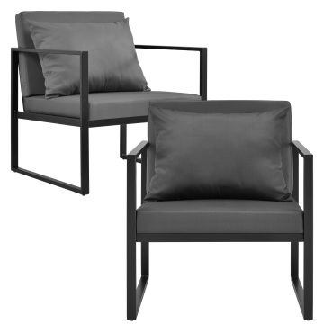 Kerti fotel szék Lerum 2 darabos szett fekete [casa.pro]