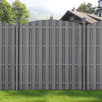 [neu.holz]® Kerítés WPC kerítéselem félköríves kerítéspanel 185 x 193 cm szürke/barna