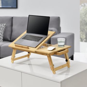 Bambusz laptoptartó asztal Trysil alkalmas max. 17 colos laptopok számára [en.casa]