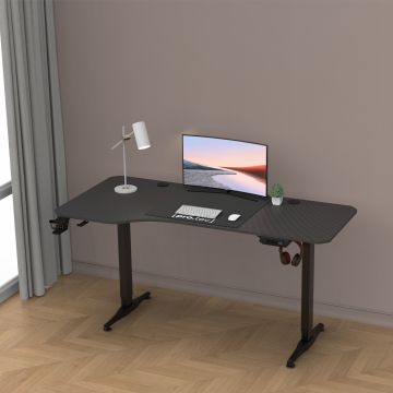 Állítható magasságú asztal 73 - 118 cm Oxnard fekete szénszálas optika [pro.tec]