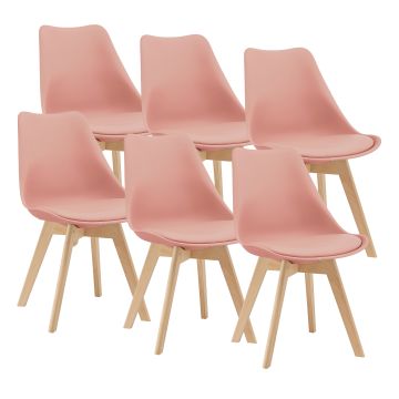 Étkezőszék Dubrovnik Rosé szett 6 darabos székborítás: 100% PU műbőr széklábak: bükkfa konyhaszék 81 x 49 x 57 cm [en.casa]® 