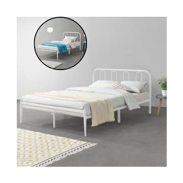 Fémkeretes ágy ágyráccsal fehér különböző méretekben [en.casa]® 